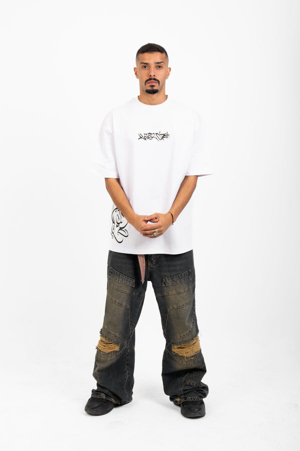 White Spray Wave Oversized T-shirt